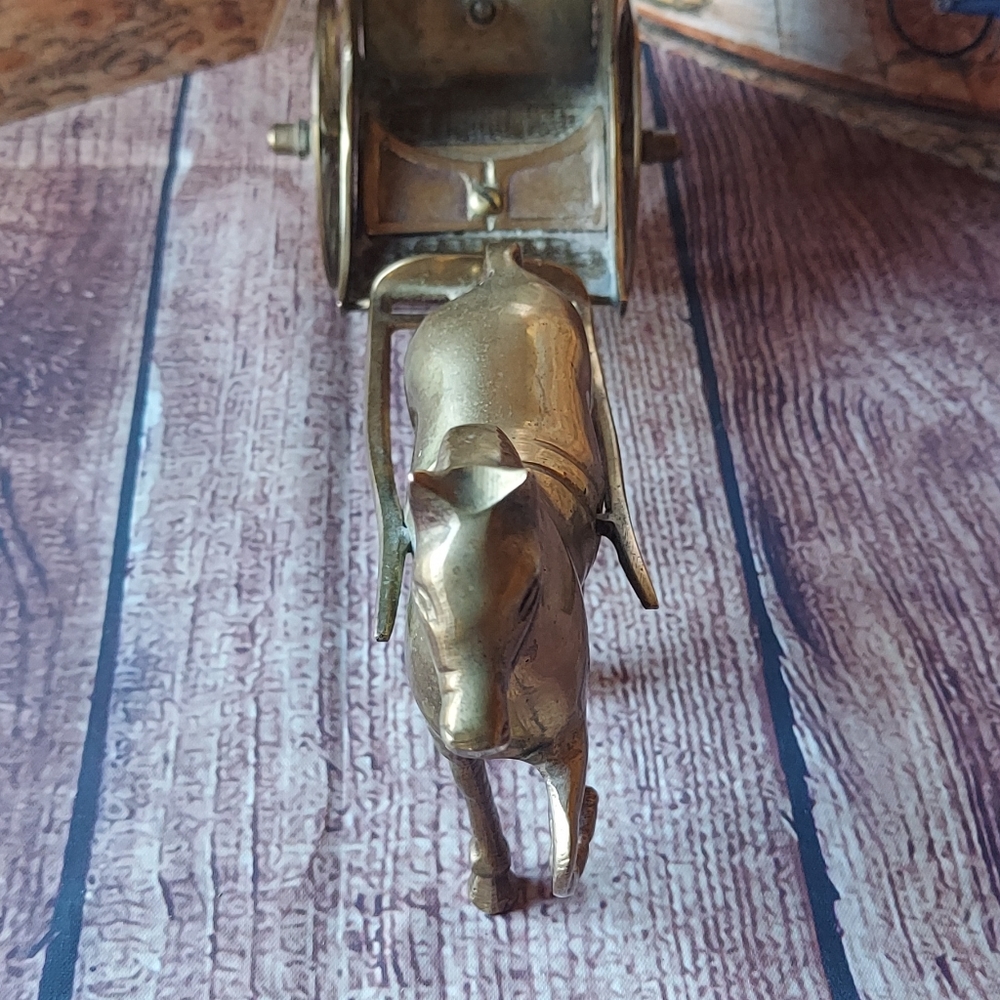 Vintage Solid Brass Horse and Carriage Made In INDIA - Picture 11 of 11